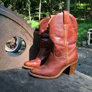 Ladies Vintage Leather Western Cowboy Boots  7.5